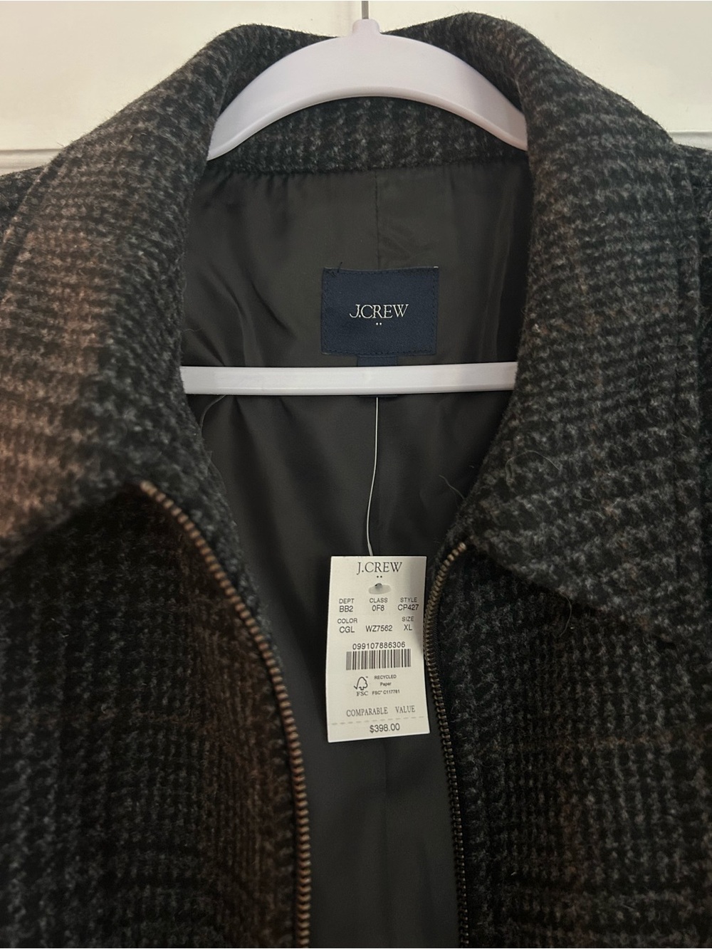 J. Crew Charcoal Plaid Zip-Front Wool Jacket (NWT) - Picture 2 of 5